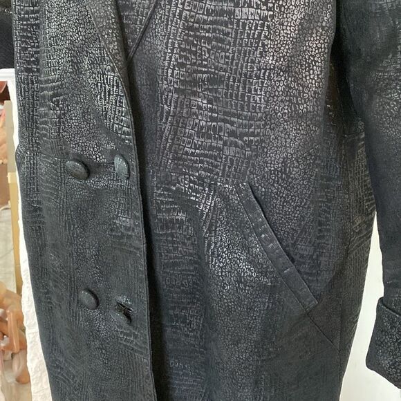 Rare Vintage Peter Millar Crown Sport Full Length Double Breasted Leather Coat - Picture 9 of 17